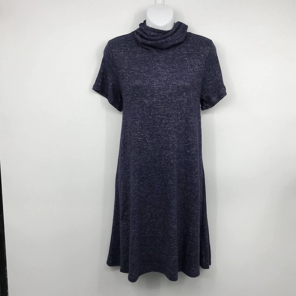 Bobeau Cowl Neck Space Dye Print Sweater Dress M Built-in Face Mask Gray NWT - Picture 3 of 8